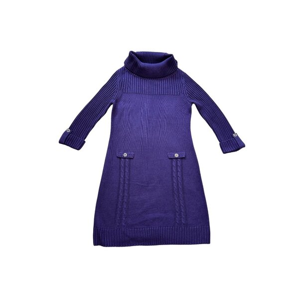 JESSICA HOWARD~  Purple Ribbed Turtleneck Sweater XL Dress With Cuffed Sleeves - Picture 3 of 12